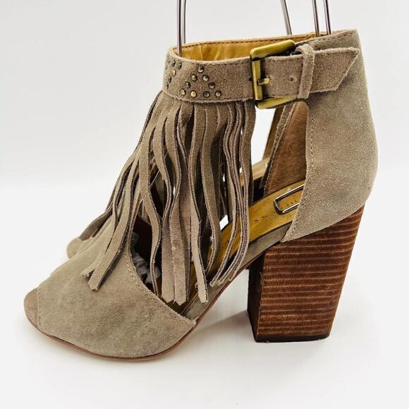 Chinese Laundry Women's Studded Fringe Suede Booties in Taupe Shoes Size 8.5 - Picture 5 of 8